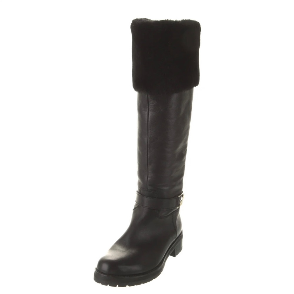 Versace Collection Fur trimmed Riding boots - Picture 3 of 5